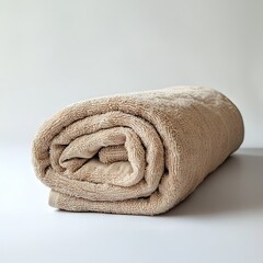Rolled Beige Towel - Soft and Fluffy Bathroom Towel