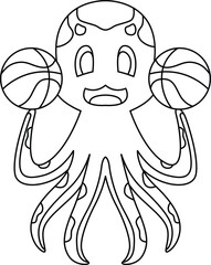 Octopus Basketball player Basketball Animal Vector Graphic Art Illustration