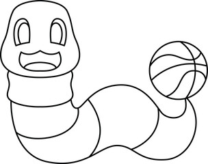 Worm Basketball player Basketball Animal Vector Graphic Art Illustration
