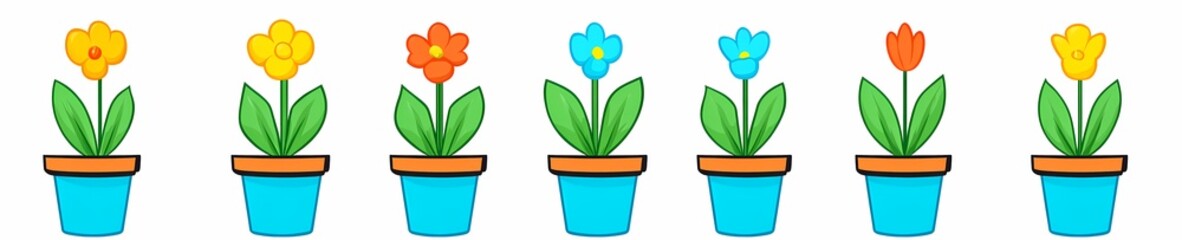 Fototapeta premium Blooming Beauties: Floral Icons of House Plants in Pots