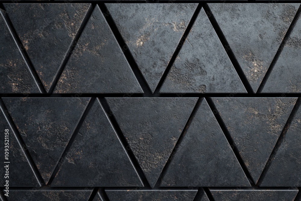Poster close-up view of a metal surface featuring triangles