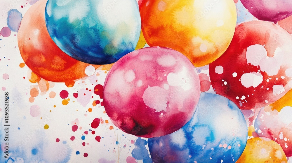 Aufkleber A bunch of colorful balloons in various shapes and sizes
