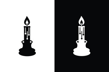 Black And White Candle Silhouette Vectors for Digital Art.