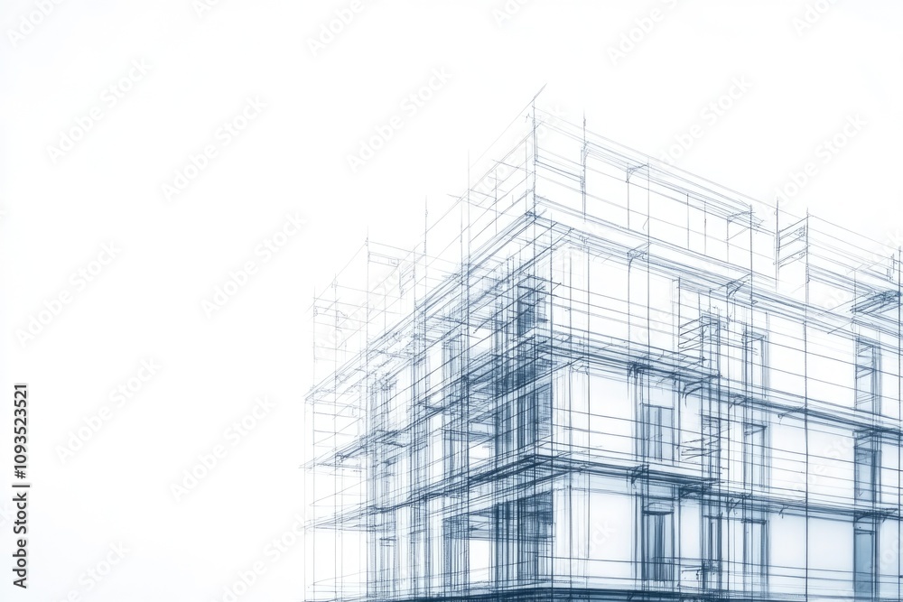 Aufkleber A construction site with scaffolding on a building, ideal for use in architecture or construction related projects