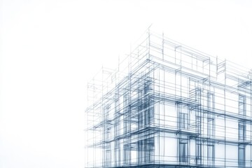 A construction site with scaffolding on a building, ideal for use in architecture or construction related projects