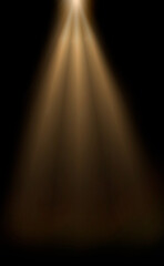 orange spotlight effect or crepuscular rays isolated on black background
