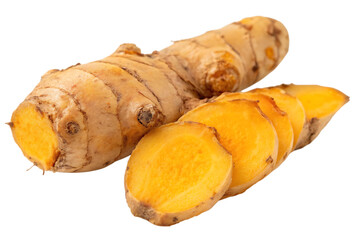 a close up of ginger isolated on white background.AI GENERATED