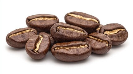 Obraz premium Premium Coffee Beans with Unique Gold Stripes for Gourmet Brews