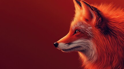Obraz premium A Profile Portrait Of A Fiery Red Fox