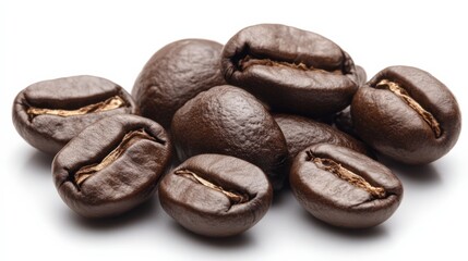 Fototapeta premium Rich and Glossy Dark Coffee Beans Piled Elegantly