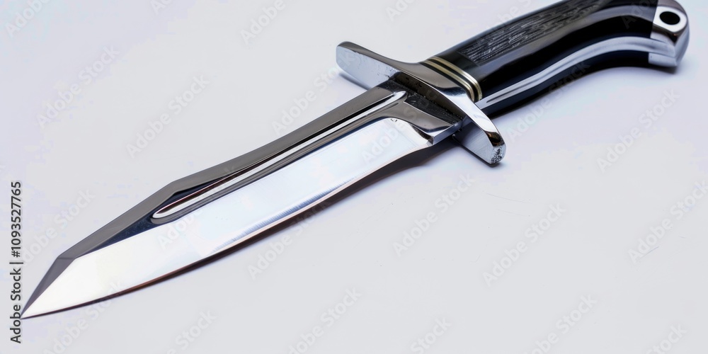 Poster A single knife sits on a table, ready for use