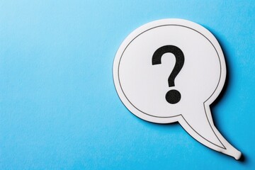 A question mark in a speech bubble on a blue background, ideal for illustrations and designs related to communication, inquiry, and curiosity