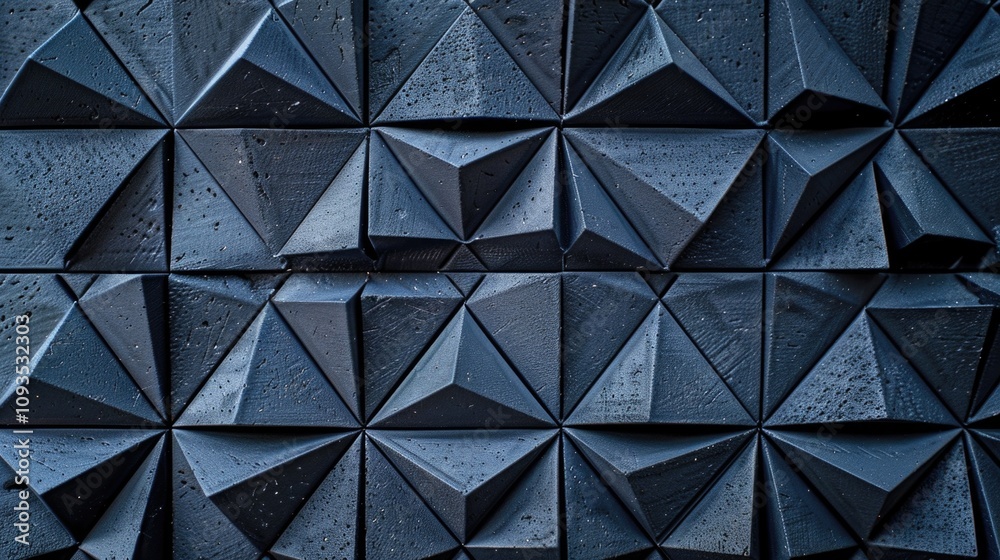 Poster Close-up of a unique wall made of interlocking triangles