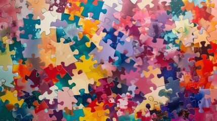 A vibrant jigsaw puzzle with pieces of various shapes, sizes
