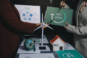 Carbon offset price report CO2 emission. Future growth Net zero waste in ESG ethical SME office...