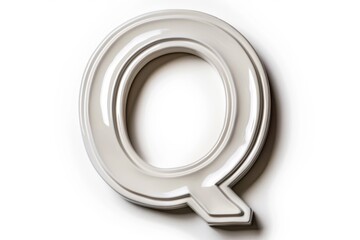 A close-up shot of the letter Q on a white background, perfect for use in educational or design projects