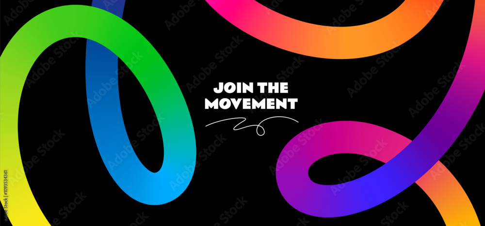 Fototapete Abstract Background with Color Lines Pattern. Vector Curved Graphic Shapes with Gradient. 3D Design Elements. Fun Wavy Ribbons