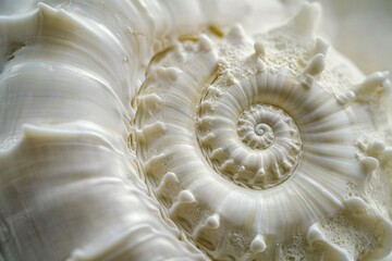 Close-up shot of a single white shell sitting on a flat surface