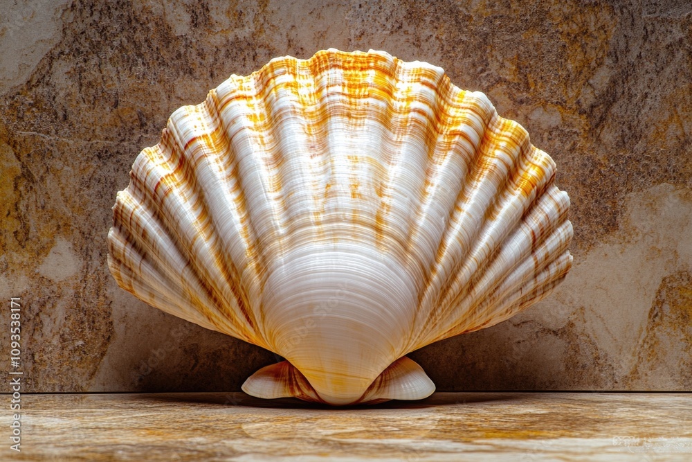 Aufkleber A close-up shot of a shell placed on a table