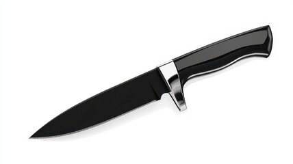 Obraz premium A sleek black knife with a silver handle, ideal for culinary tasks, showcasing a modern design and sharp blade quality.