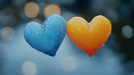 Fototapeta premium Colorful Heart-Shaped Soap Bars with Dew Drops