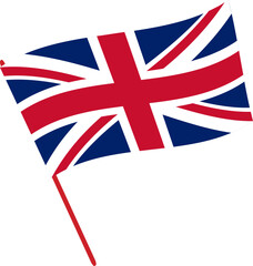 The national flag of the United Kingdom on a flagpole.  Vector illustration with transparent background	
