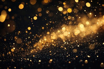 Obraz premium A dark background illuminated by numerous gold lights