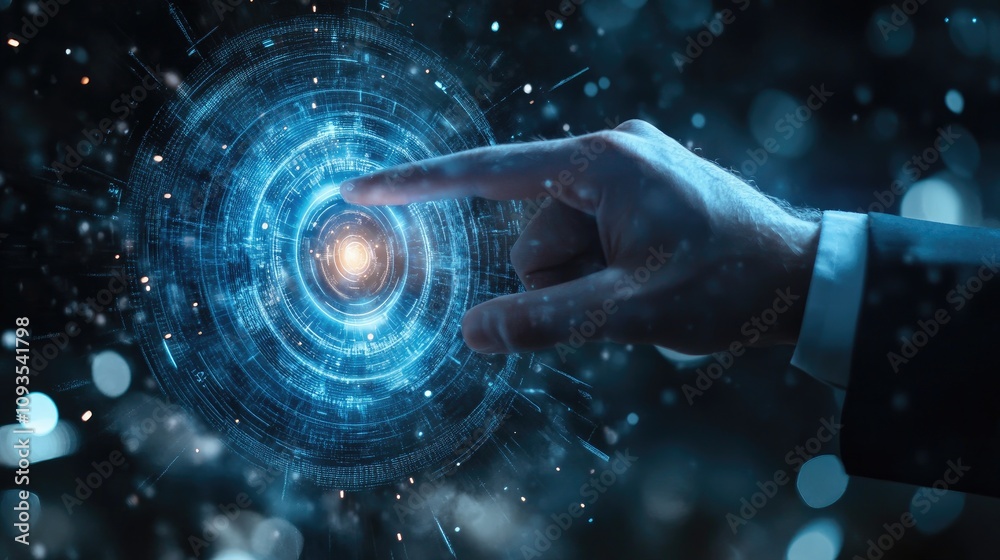 Canvas Prints hand interacting with futuristic digital interface.