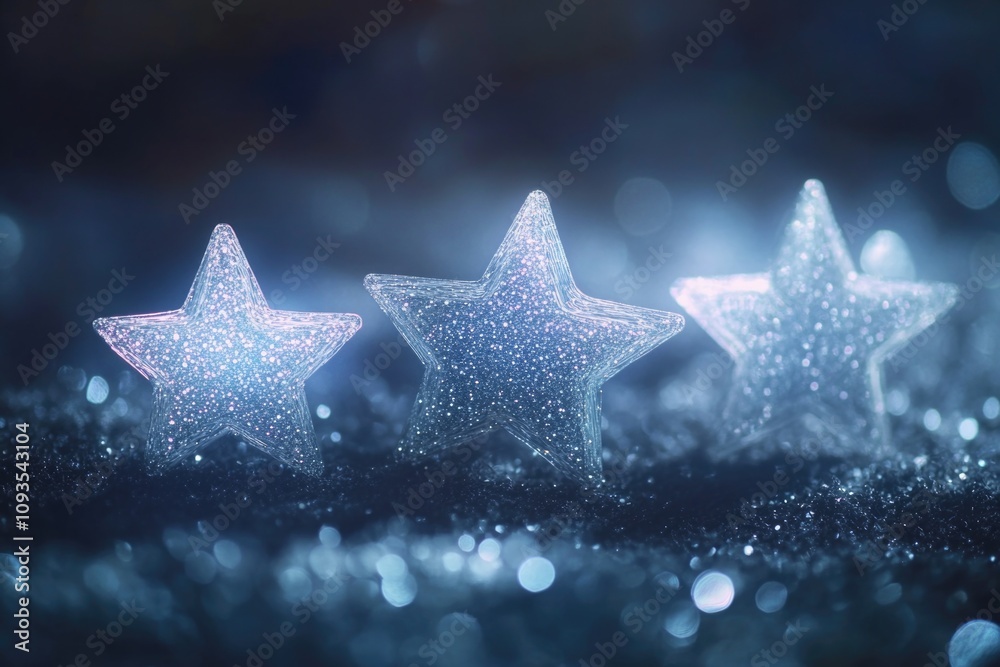 Poster A group of three stars sitting on a table, ready for use in various designs and concepts