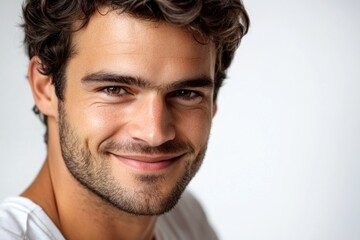 Fototapeta premium A close-up portrait of a happy person, great for use in social media posts or advertising campaigns