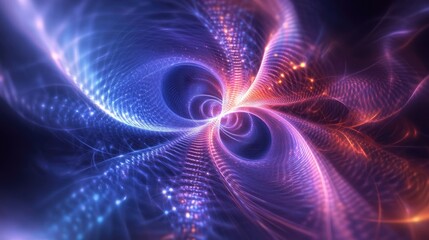 Abstract swirling light patterns in vibrant blue and pink hues