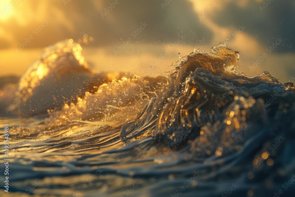 Poster A close-up shot of a wave crashing into the ocean, suitable for use in travel or nature-related projects