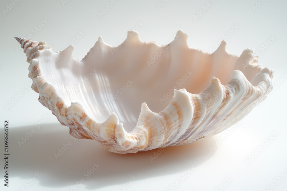 Poster a single white shell placed on a white surface, ideal for use in product or still life photography