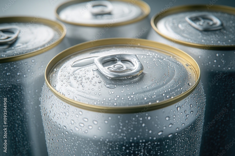 Poster a close-up shot of a soda can, perfect for use in advertising or branding concepts