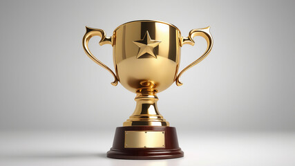 Golden Trophy on a White Background