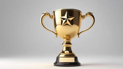 Golden Trophy on a White Background