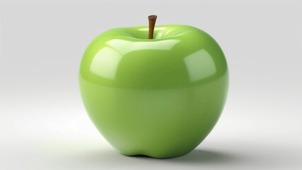 Shiny Green Apple on White Background