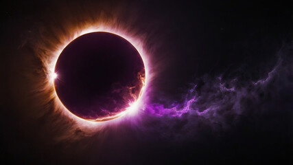 Solar Eclipse with Purple Plasma Glow