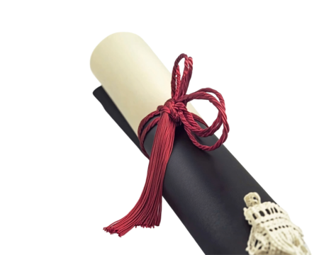 a scroll with a red tassel