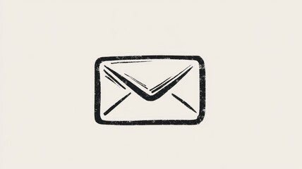 Simple black envelope icon illustration on light background