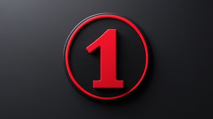 The image features a modern red number one, prominently placed at the center of a black circle. This striking design delivers a bold, contemporary aesthetic.