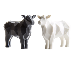 a black and white animal figurines