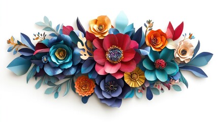 Vibrant Paper Flowers Arranged in a Floral Composition