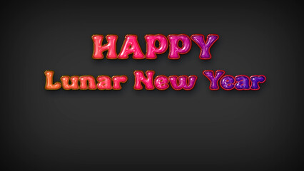 Happy Lunar New Year with plastic effect on gray background