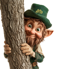 A cheerful leprechaun holding a sign board