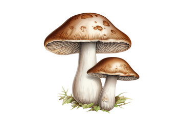 Fototapeta premium Mushroom Illustration: A stylish design isolated on a white background, highlighting the unique shape and texture of each mushroom
