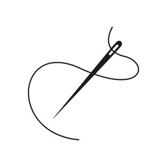 The needle and thread icon. A simple flat vector illustration on a white background