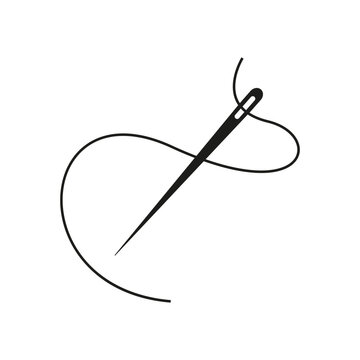 The needle and thread icon. A simple flat vector illustration on a white background