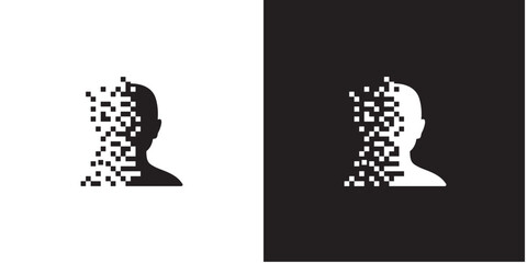 pixel head human logo template vector illustration icon symbol