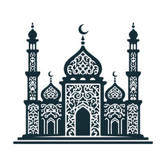 Intricate Islamic Mosque Silhouette Vector Art